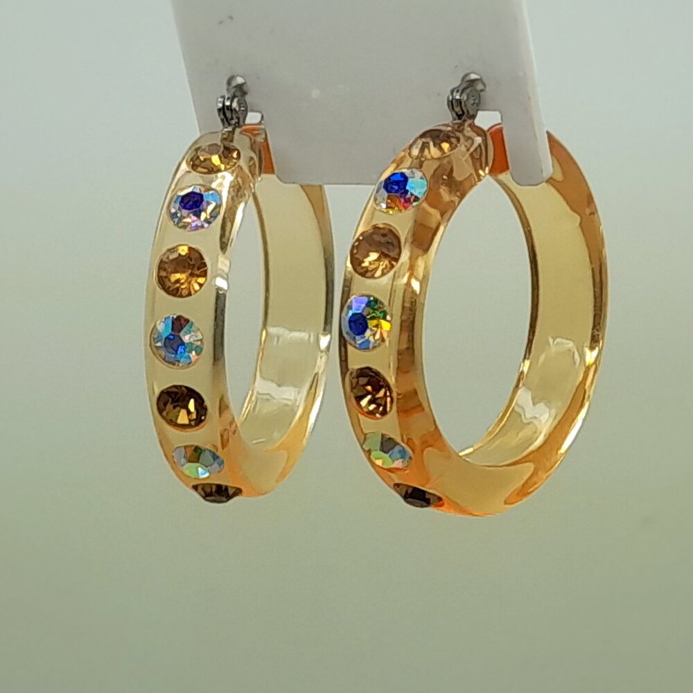 Vintage style Topaz Lucite Acrylic 1.5 inch Hoop topaz color Fashion Earrings